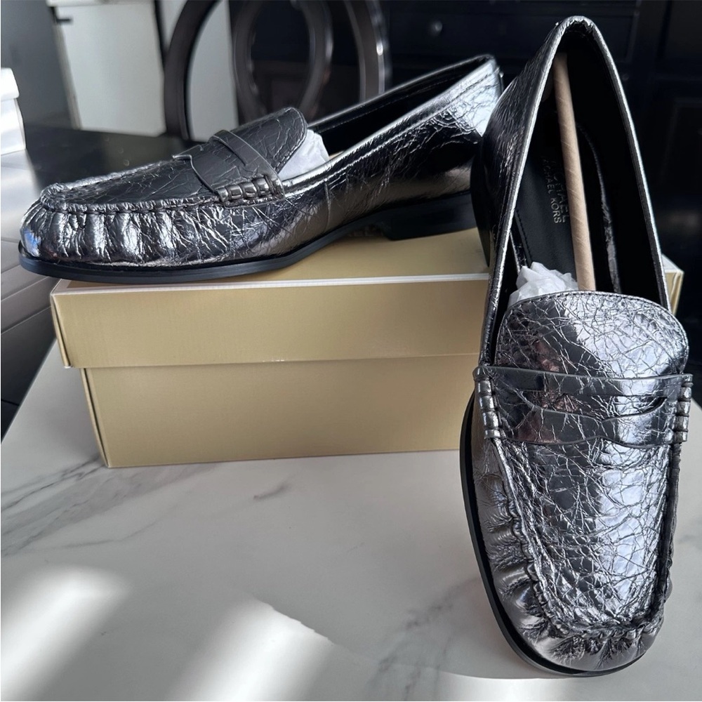 HOST PICK, Design Posh Party — Michael Kors Silver Loafers, Sz 7 - Picture 2 of 6